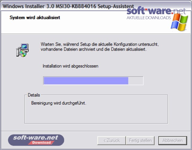 kostenloser Download von Windows Installer 3.1 für XP SP3