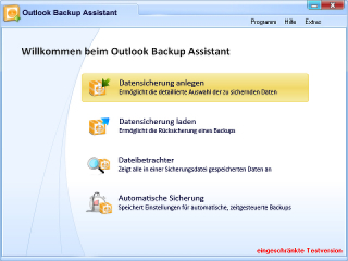 Outlook Backup Assistant Screenshot