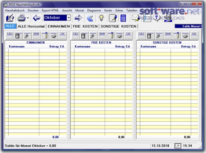 Haushaltsbuch 8.9.110 - Download (Windows / Deutsch) bei SOFT-WARE.NET
