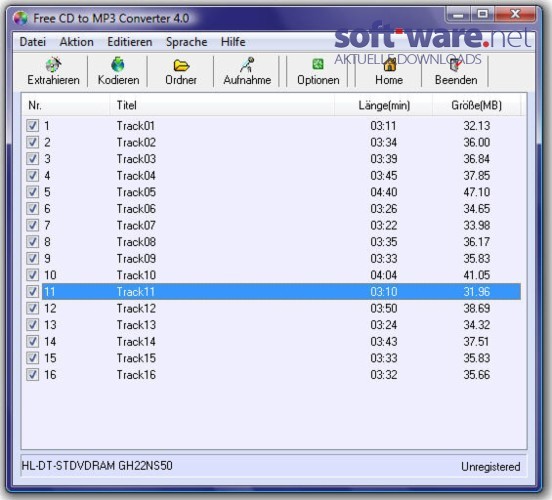 Free CD to MP3 Converter - Download (Windows / Deutsch) bei SOFT-WARE.NET