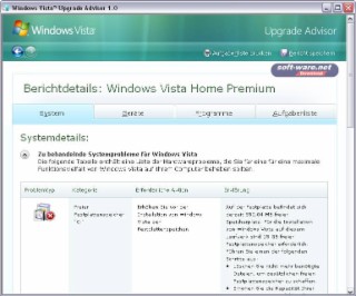 Vista Advisor Screenshot