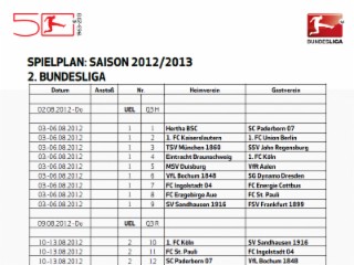 2. Bundesliga Spielplan Saison 2012/2013 Screenshot