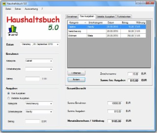 ES Haushaltsbuch Screenshot