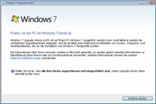 Win7 Upgrade Advisor Screenshot