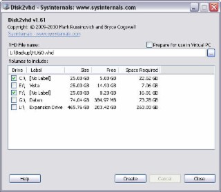 Disk2vhd Screenshot