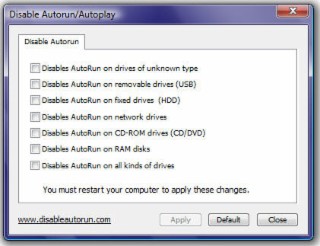 Disable Autorun Screenshot