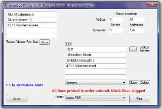 Envelope Printer Screenshot
