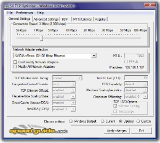 TCP Optimizer Screenshot