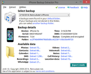 iPhone Backup Extractor Screenshot