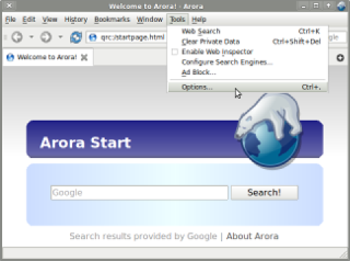 Arora Screenshot