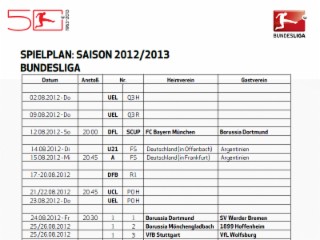 1. Bundesliga Spielplan Saison 2012/2013 Screenshot