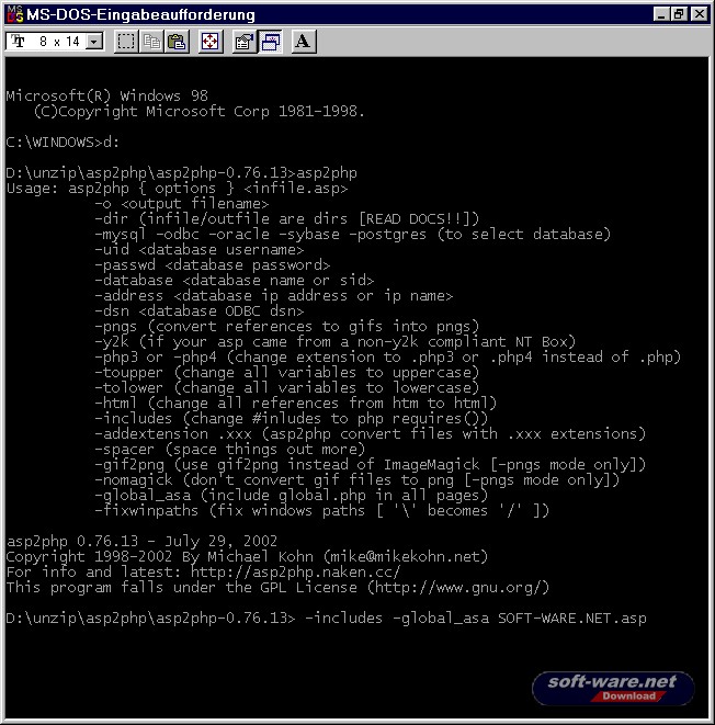 asp2php Screenshot