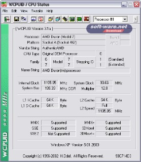 WCPUID Screenshot