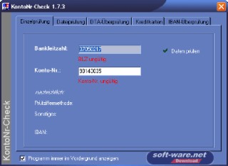 KontoNr-Check Screenshot