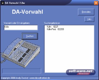 DA-Vorwahl Screenshot