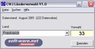 Ländervorwahl Screenshot