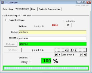 Vokabeltrainer Screenshot