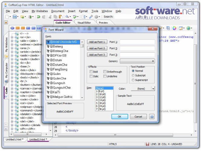  CoffeeCup Free HTML Editor Download Windows Deutsch Bei SOFT WARE NET