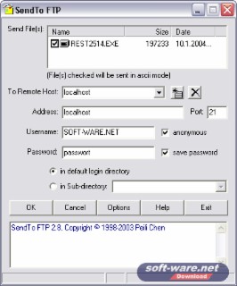 SendTo FTP Screenshot