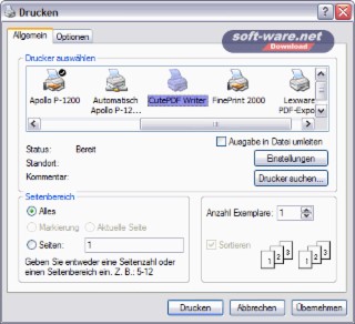 CutePDF Writer - Download (Windows / Deutsch) bei SOFT-WARE.NET