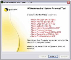 Norton-Entfernungsprogramm 2007.2 (Win98 / ME)